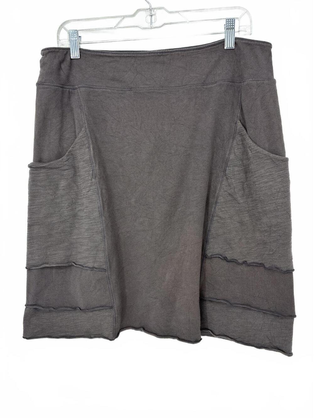 Neon Buddha Women's Gray Cotton Layered Skirt with Pockets, Size M